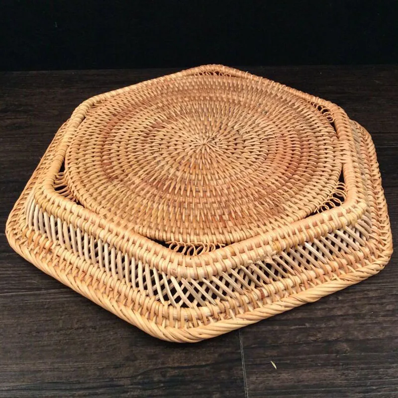 Плетеная корзина для фруктов Винтажный дизайн бытовая миска еды тарелка