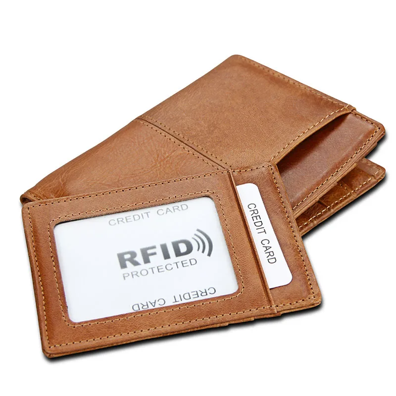 RFID кошельки из натуральной кожи мужские винтажные кошельки-клатчи с блокировкой