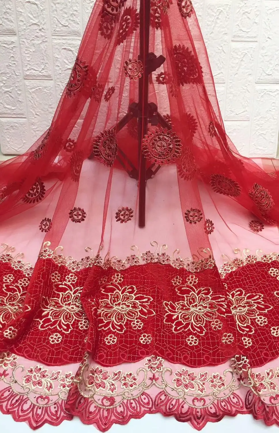 Latest African French Lace Fabric High Quality Tulle Net purple 5 Yards Embroidery Nigerian For Women | Дом и сад