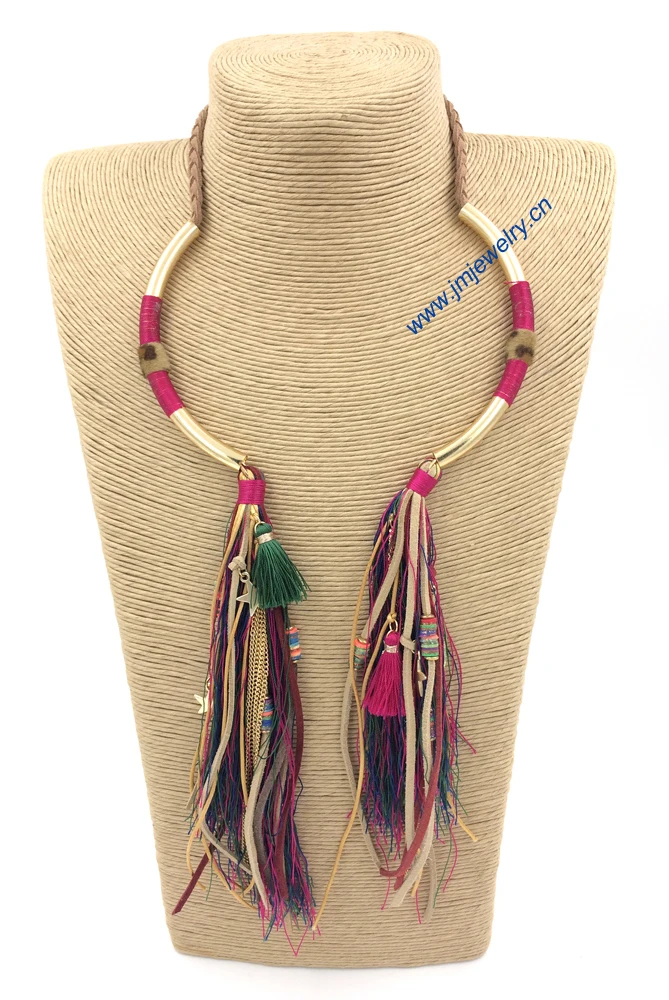 ?? 手作りヴィンテージエスニックネックレスボヘミアコリアーマルチストランド声明ネックレス海ビーチ夏スタイルタッセルペンダントネックレス