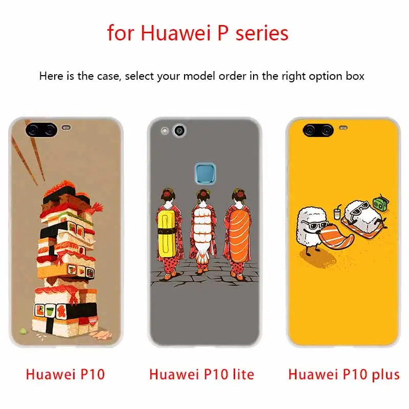 Чехол NAYIDA для японских суши силиконовый мягкий чехол из ТПУ Huawei P30 P40 P20 Pro P10 P9 Lite P