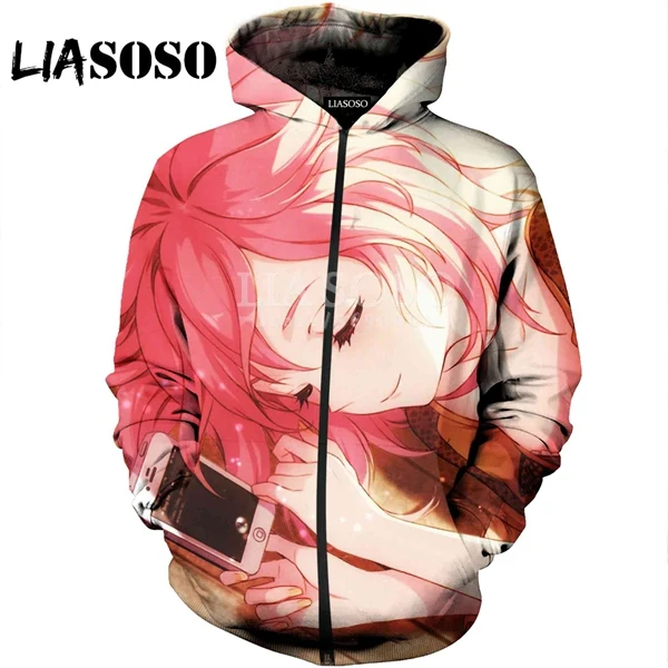 1 LIASOSO, новинка, 3D принт, для женщин и мужчин, худи с капюшоном, комикс, аниме, застенчивая девушка, толстовки на молнии, куртка для отдыха, Harajuku, хип-хоп, HopX0421 - Цвет: 1