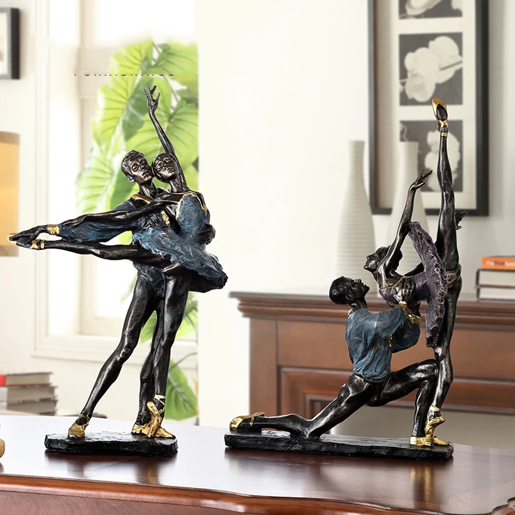 

Creative A Pair Of Men And Women Dancing Ballet Vintage Statue Home Decor Crafts Room Decoration Objects Office Resin Figurines