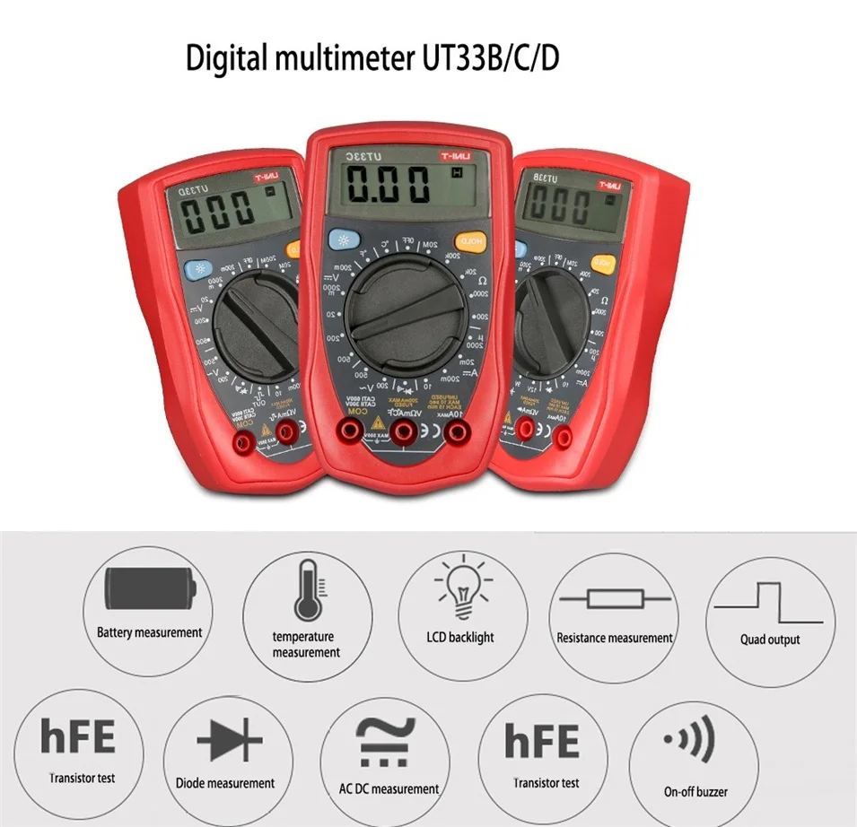 UNI T UT33B palm Размеры AC/DC Напряжение постоянного тока сопротивление Цифровой