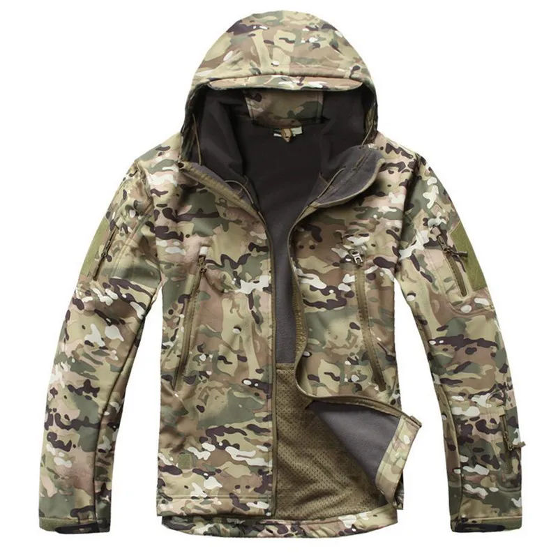 CP Jacket Зимняя тактическая флисовая камуфляжная куртка, комплект, Мужская армейская ветровка, водонепроницаемая одежда, костюм, армейская военная куртка, флисовые пальто - Цвет: CP Jacket