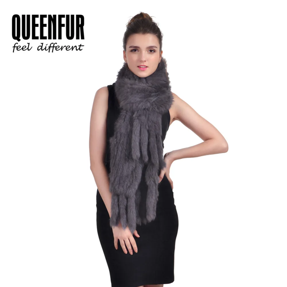 Реальные Кролик Мех животных шарф с бахромой Новинка 2017 года бренд вязаный Natural