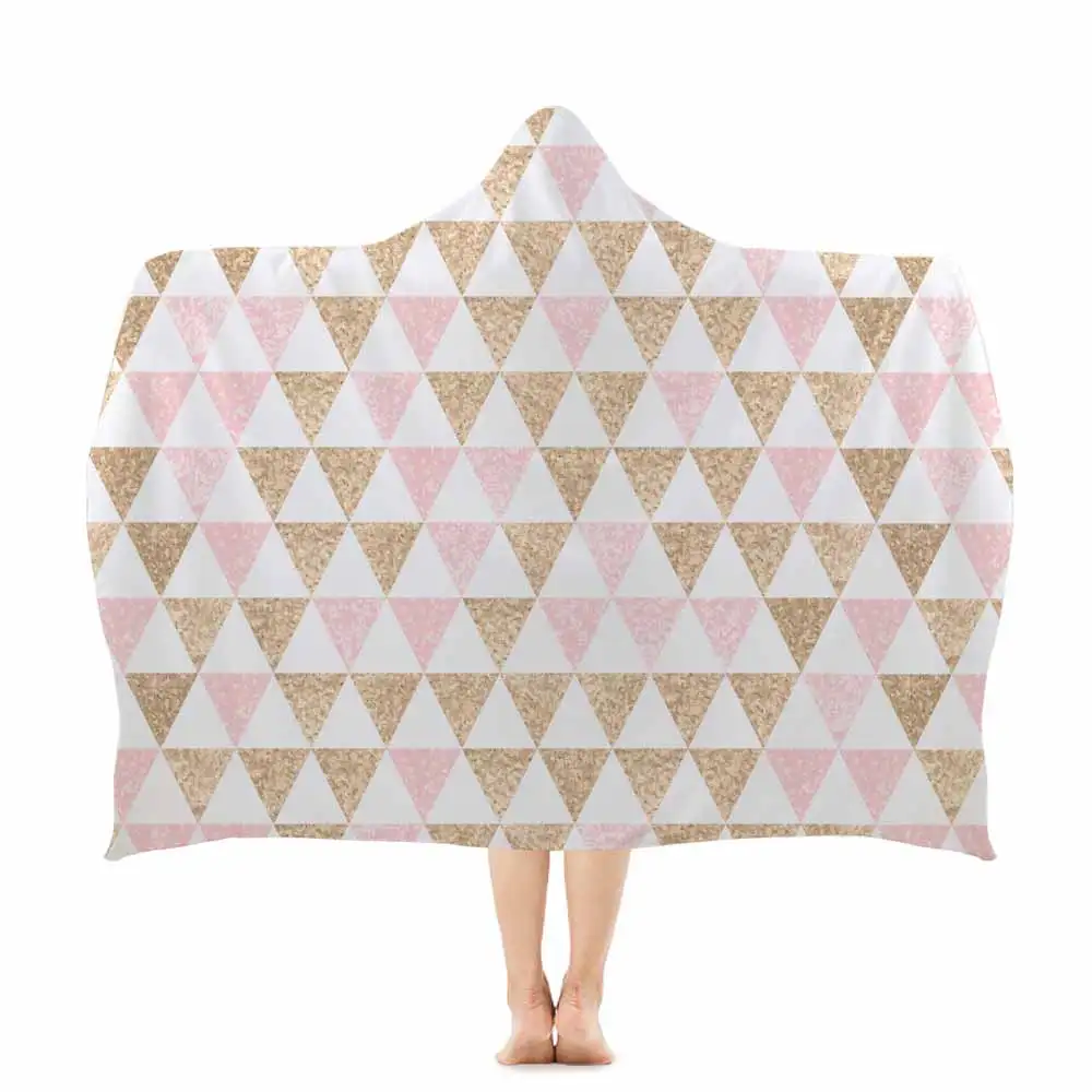 002 Miracille Pink Heart Wearable Hooded Towel Bohemia Geometric Bathroom Towel With Hood Spot Travel Beach Towel For Girls Kids - Цвет: 002