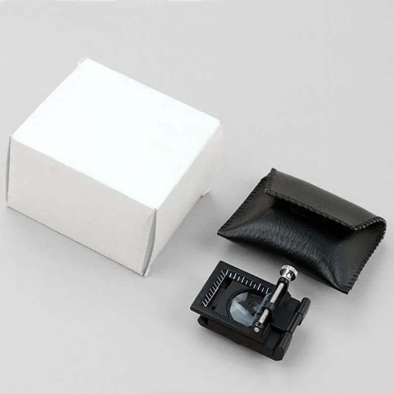

FGHGF Folding 10x Metal Desk Magnifier Optical Lens Foldable Printing Cloth Magnifying Tool Glass Pointer Loupe