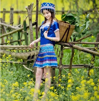 Женская одежда hmong для сцены костюм Китайская народности хмонгов костюмы танцев