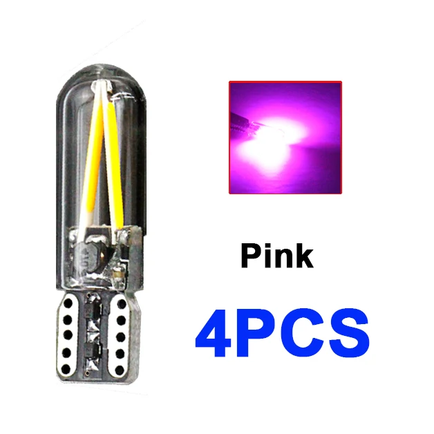 Pink purple 12v Новые 4 шт. 12v без полярности Canbus T10 светодиодный лампы W5W светодиодный 194 192 168 лампа теплый белый с украшением в виде кристаллов льда синего, зеленого, красного, розового, авто - Испускаемый цвет: Pink purple 12v