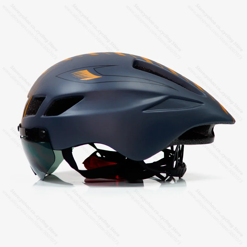 dark blue(matte) Велосипедный шлем для мужчин Casco Ciclismo дорожный mtb горный велосипед Триатлон tt велосипедный шлем линзы очки equipe capacete da bicicleta - Цвет: dark blue(matte)