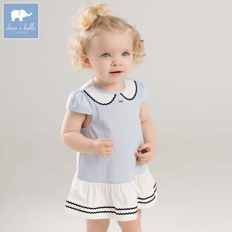 Dave bella/милые платья для маленьких девочек однотонная Одежда новорожденных