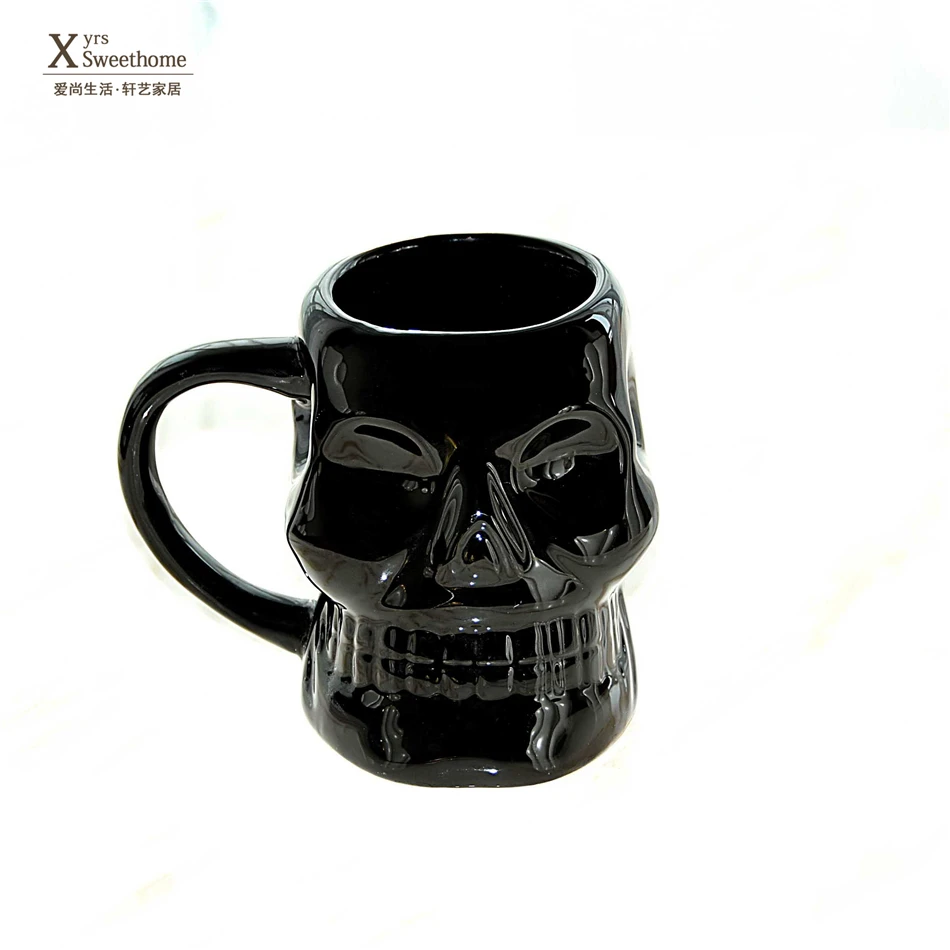 Halloween skull mug black personality beer glass cup punk wind mug terrify themes