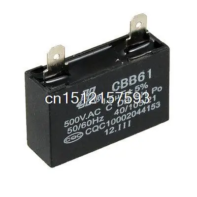 Черный CBB61 AC 500V 1 5 мкФ Пластик оболочки моторный ходовой конденсатор с