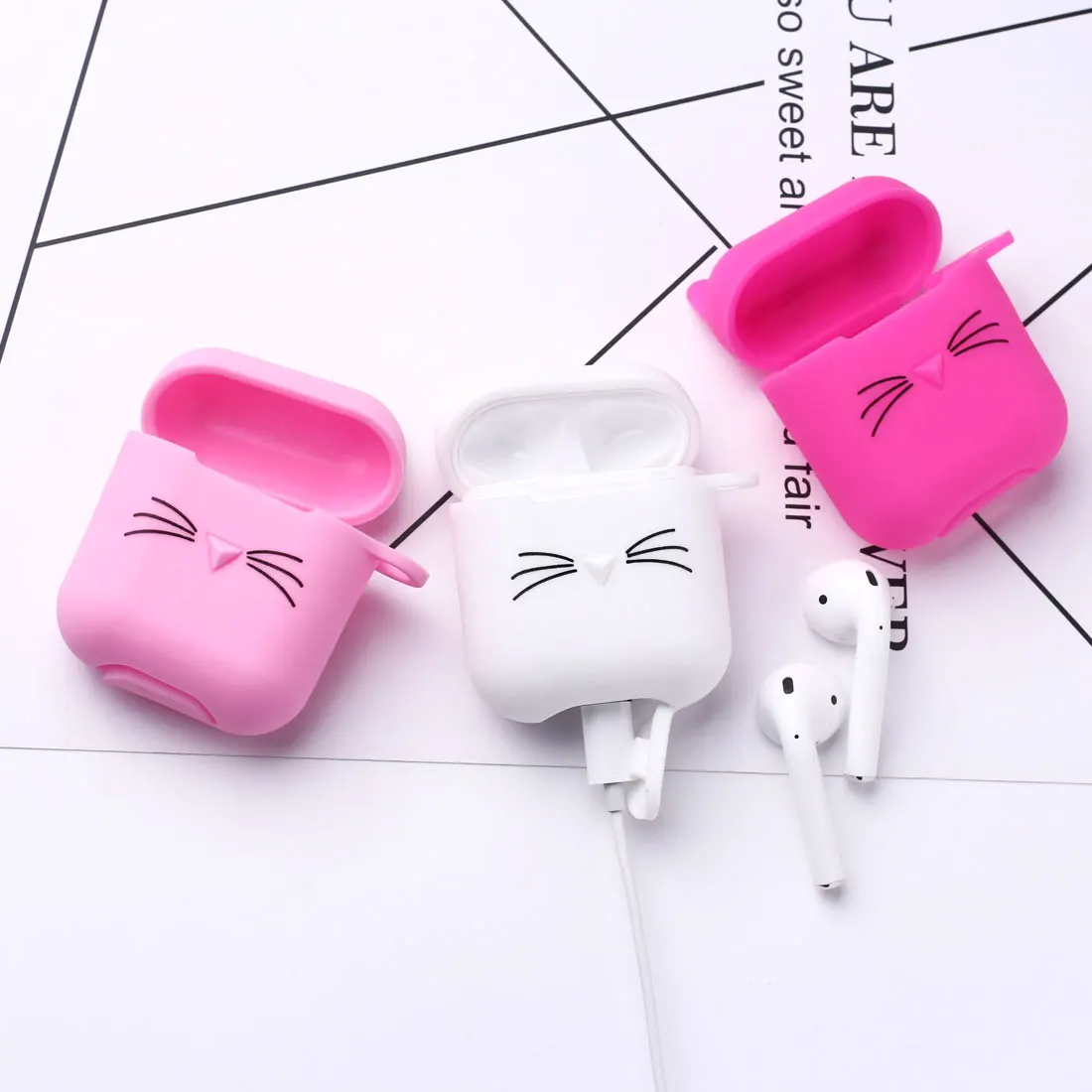 Креативный чехол для наушников airpods Милый защитный с рисунком кота Bluetooth
