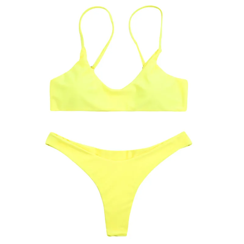 light yellow 016 BANDEA, бикини,, женский сексуальный комплект бикини, винтажный Одноцветный купальник, женский купальник, пляжная одежда, бандо, купальник, микро бикини - Цвет: light yellow 016