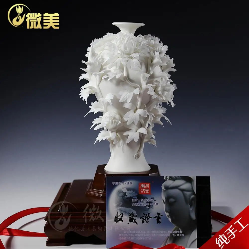 

Dehua ceramic white porcelain flower ornaments trumpet national beauty and heavenly fragrance Home Furnishing jewelry fashion mo