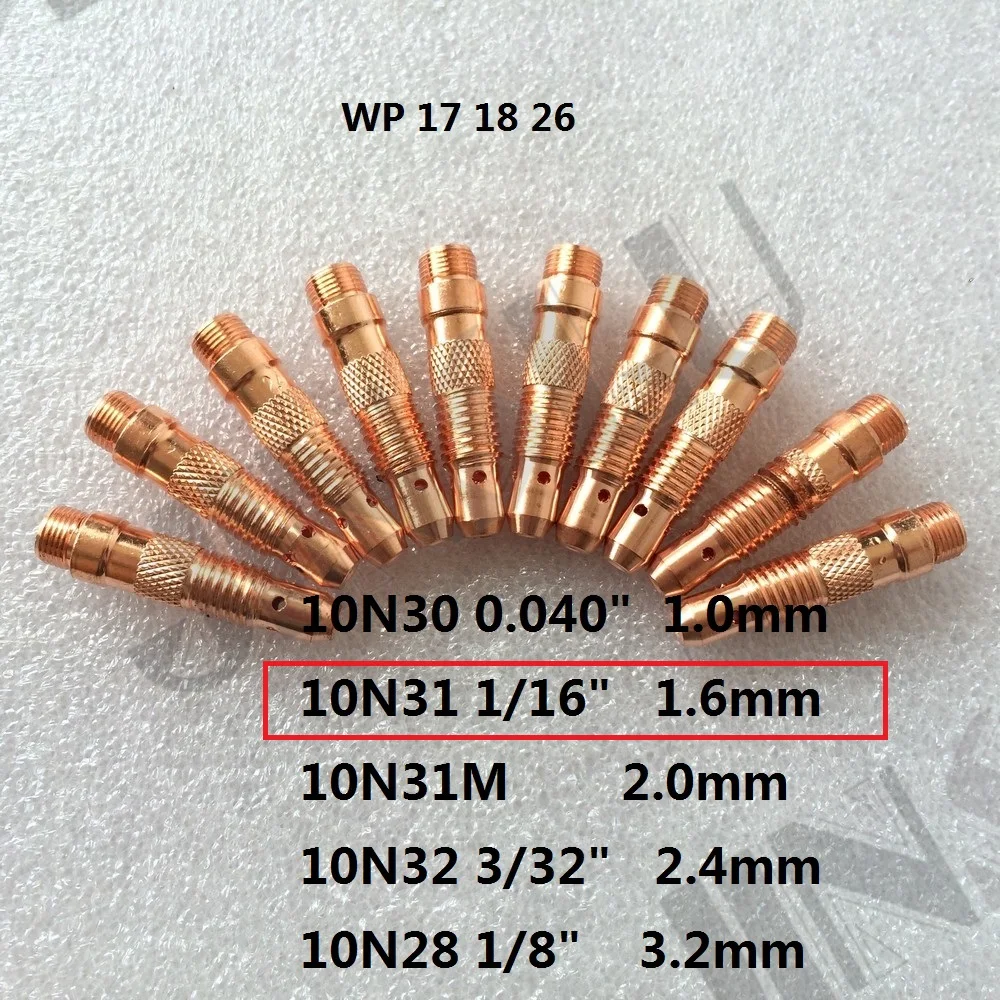 

Цанга для сварочной горелки wp 17, 18, 26, 10 шт., 10 н31, 1,6 мм