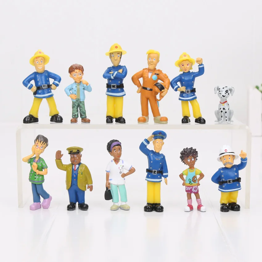 12 шт./компл. Аниме Фигурка Fireman Sam фигурка детские игрушки 3-6 см милый мультяшный