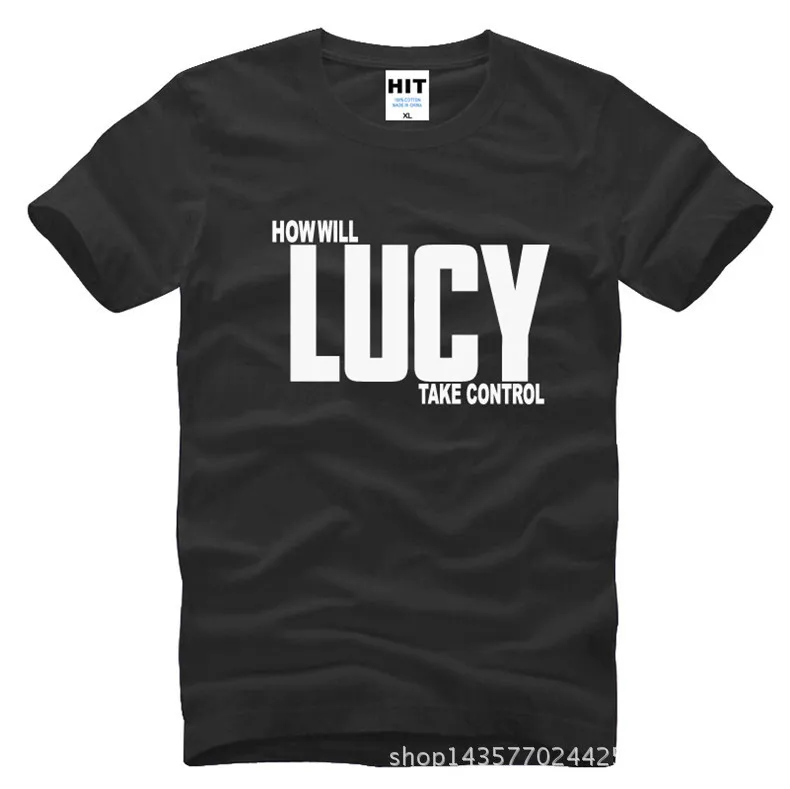 

Mens How Will LUCY Take Control Movie T Shirt Tshirt Men 2016 Short Sleeve O Neck Cotton Casual T-shirt Tee Camisetas Hombre