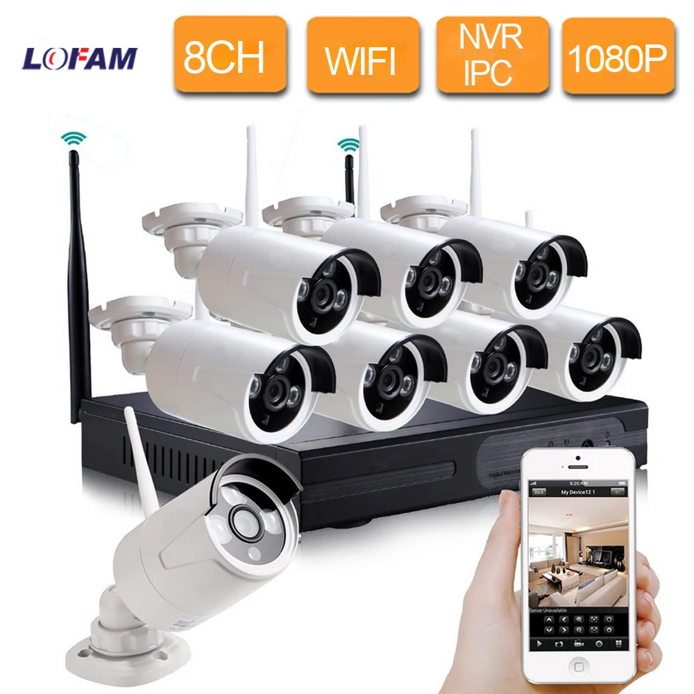 Система видеонаблюдения LOFAM с Wi Fi 8 каналов 1080P 2 МП|set kit|set cameraset security camera |