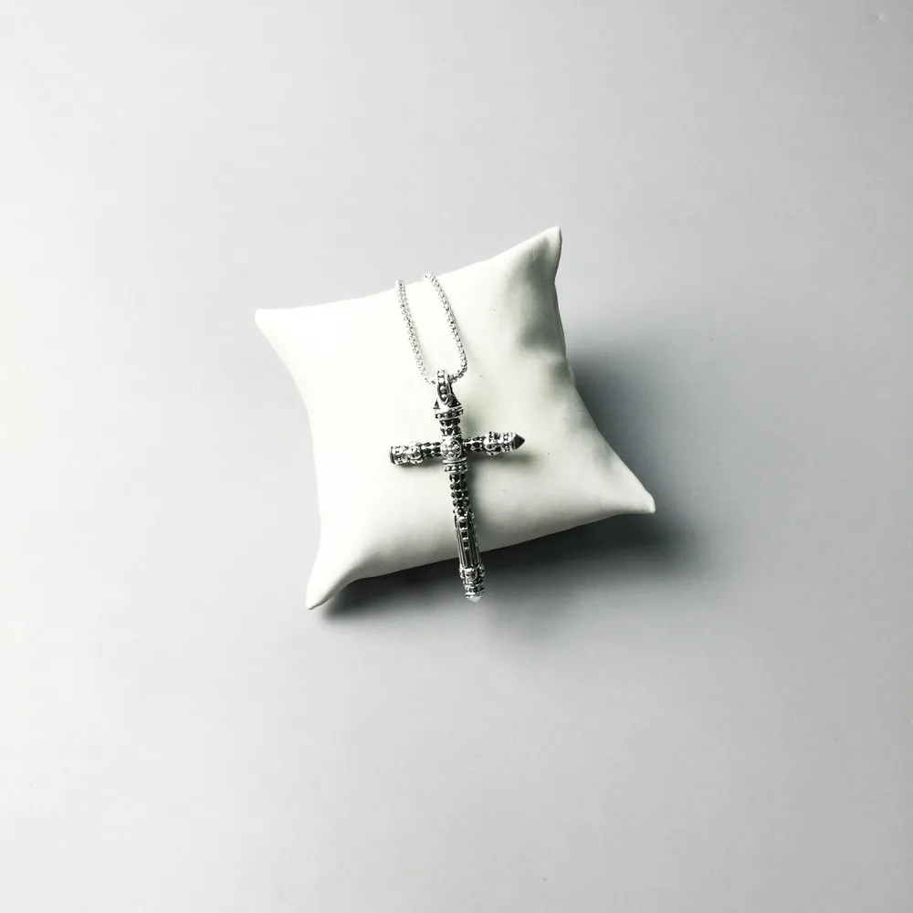 Серебряная цепь Черный циркония Проложить Крест Цепочки и ожерелья s & Подвески