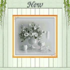 Белая ваза, картины с цветами, узоры 11CT, напечатанные на холсте 14CT, Рукоделие, сделай сам, dmc, наборы для вышивки крестиком, наборы для вышивки