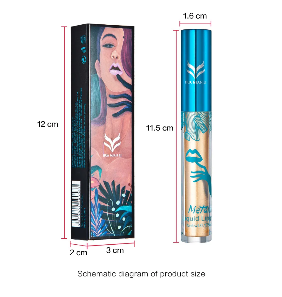 HUAMIANLI ультра металлический блеск для губ 12 цветов жидкая помада матовая Batom Губы