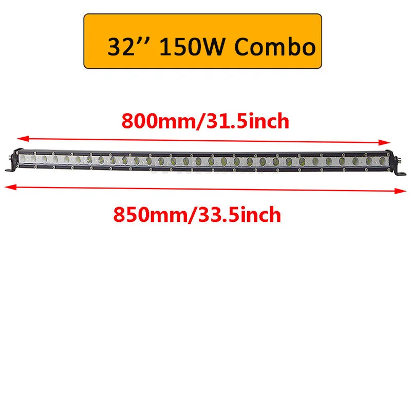 32inch Combo Auxtings тонкий светодиодный светильник Однорядный " 13" 2" 25" 3" 38" дюймов 90 Вт 120 Вт 150 Вт 180 Вт для внедорожника 4X4 внедорожный светодиодный светильник - Цвет: 32inch Combo