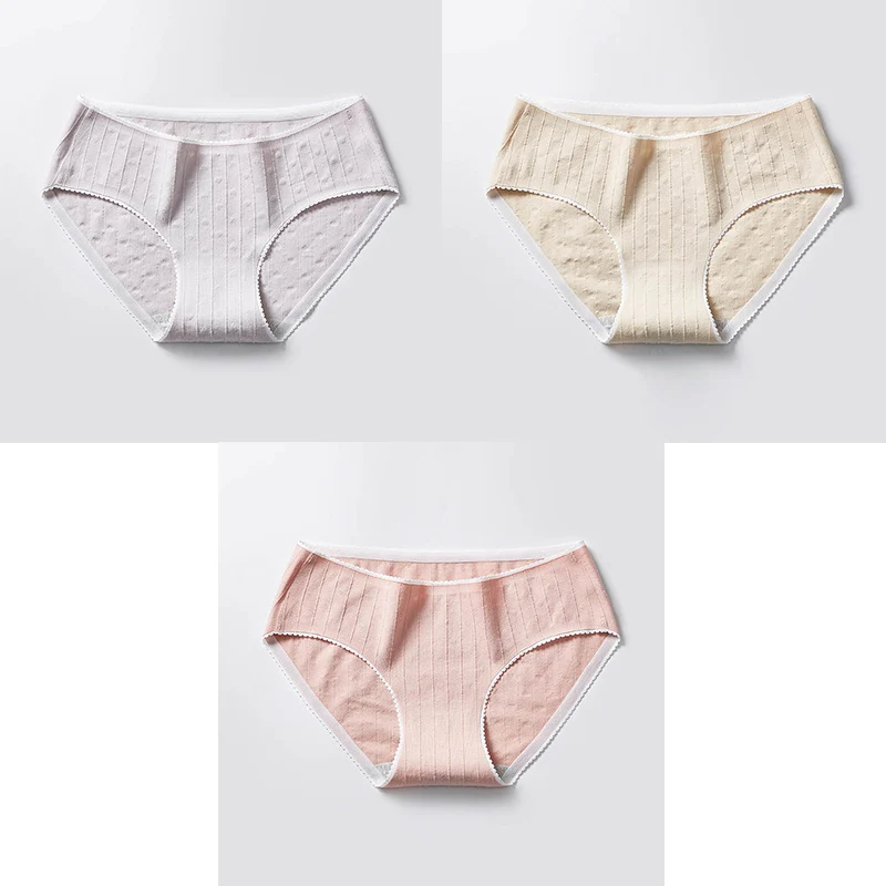 Grey Nude Pink 3 Pcs Cotton Briefs Woman Panties Low Waist Breathable Antibacterial Female Panties Brand Quality New Briefs Underwear For Women - Цвет: Grey Nude Pink