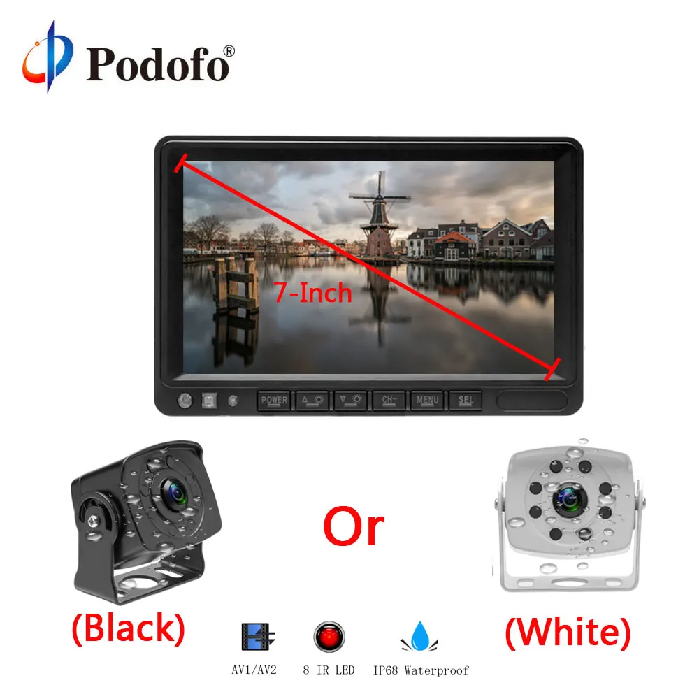 Podofo 7 &quotTFT ЖК дисплей Дисплей монитор 4 контактный разъем автомобиля обратный
