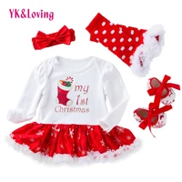 christmas baby clothes snowflake long sleeve newborn romper dress baby girls clothes 4pcs set 2021 new year infant clothing
