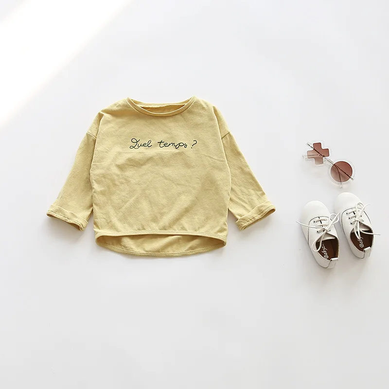 Baby Shirt Long Sleeve Letter Printing Toddler Boys And Girls Irregular Cotton 2018 New Autumn Children's Clothing | Детская одежда