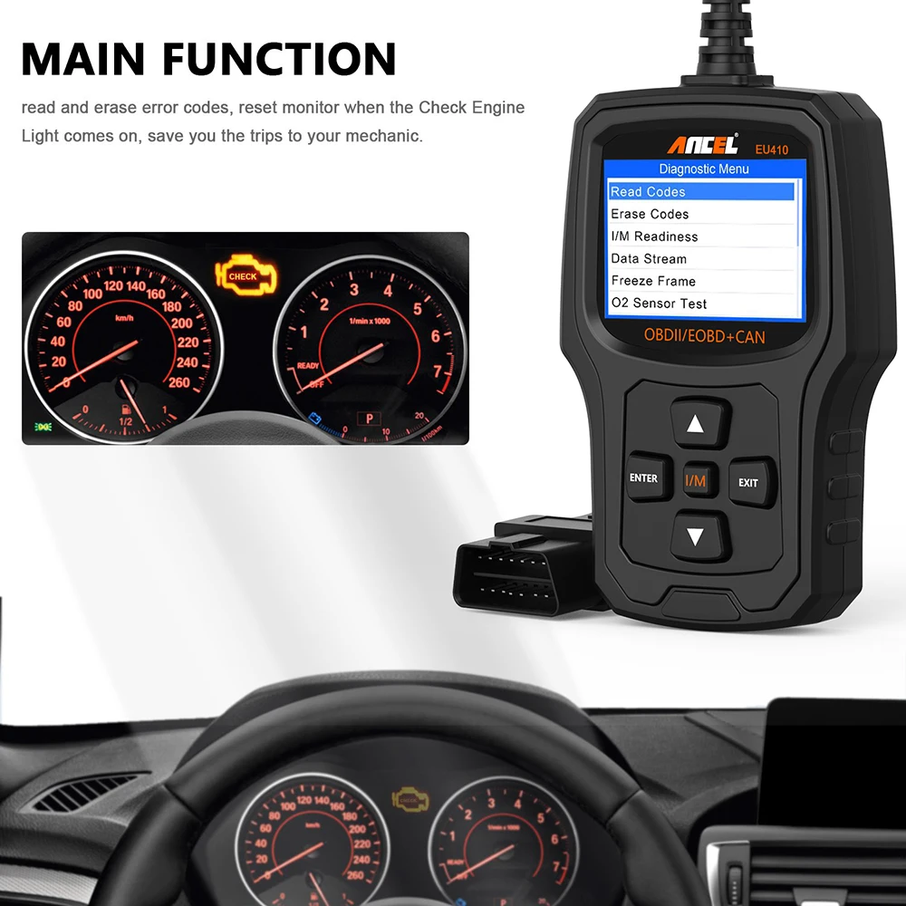 Ancel EU410 OBD2 автомобильный сканер двигателя код ошибки ридер Поддержка 8