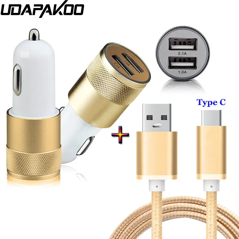 Автомобильное зарядное устройство с 2 USB портами + кабель Type C 3 фута для Honor 9 10 Oneplus