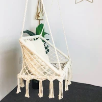 knitted macrame hammock chair hanging cotton rope hammock children toy adult tassel swing porch outdoor chair rocking furniture
