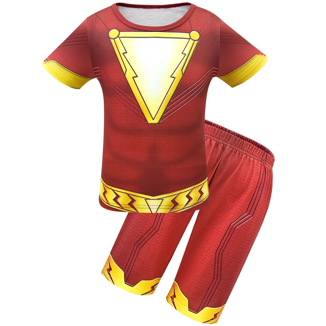 Shazam Детские топы для мальчиков и девочек с героями мультфильма «мстители», «танос», «Капитан Марвел»+ штаны, комплекты одежды, домашняя одежда, карнавальные костюмы на Хэллоуин - Цвет: Shazam