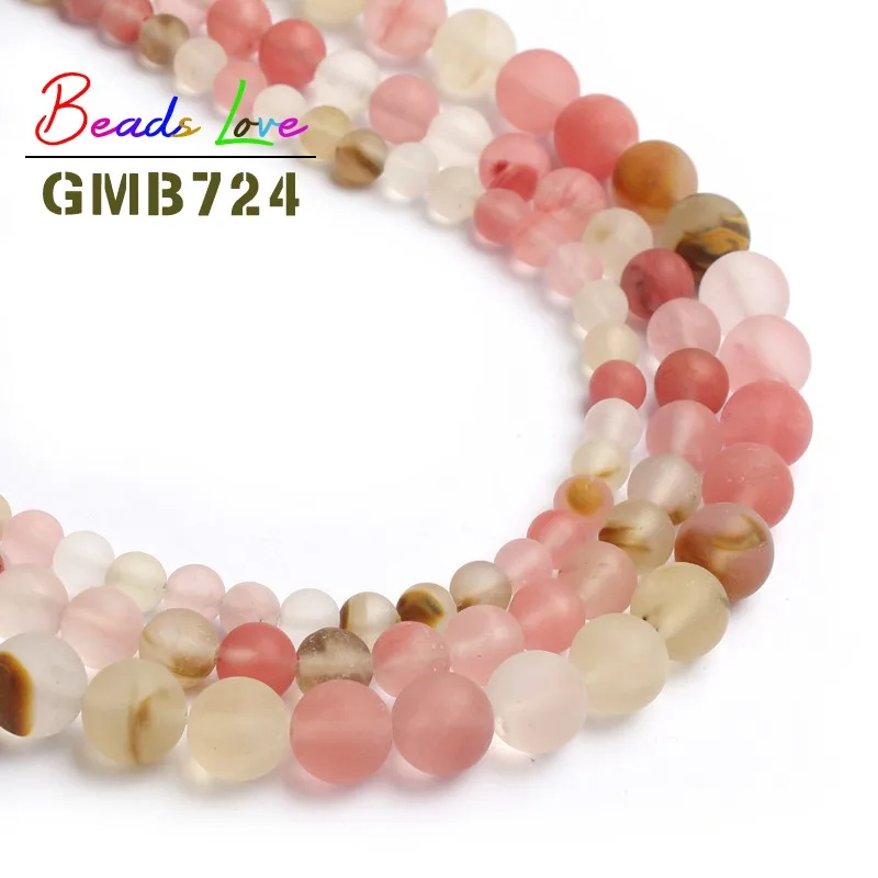 Cherry Quartz С тусклой полировкой, матовая Агаты Jada Круглые бусины для изготовления ювелирных изделий Натуральный камень браслет "сделай сам" Цепочки и ожерелья 4/6/8/10 мм 15'' - Цвет: Cherry Quartz