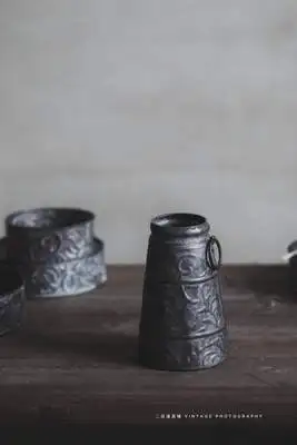 A.Earring bucket Винтажный металлический поднос, антикварный кованый набор, ваза, украшение, круглый ретро поднос, поднос для хлеба, тарелка для дома, кухни, церкви, свадьбы - Цвет: A.Earring bucket