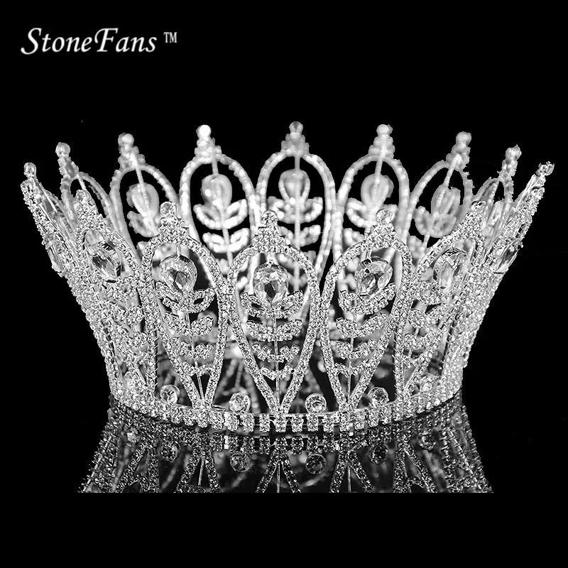 Свадебные аксессуары для волос StoneFans короны и диадемы с круглыми листьями корона