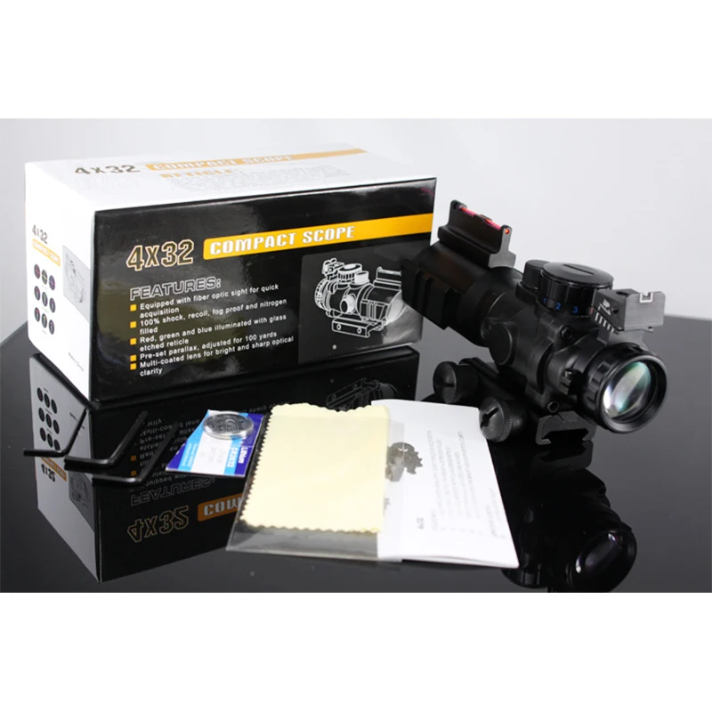 Бесплатная доставка прицел 4x32 компактный волокна airsoftsports страйкбол воздушного