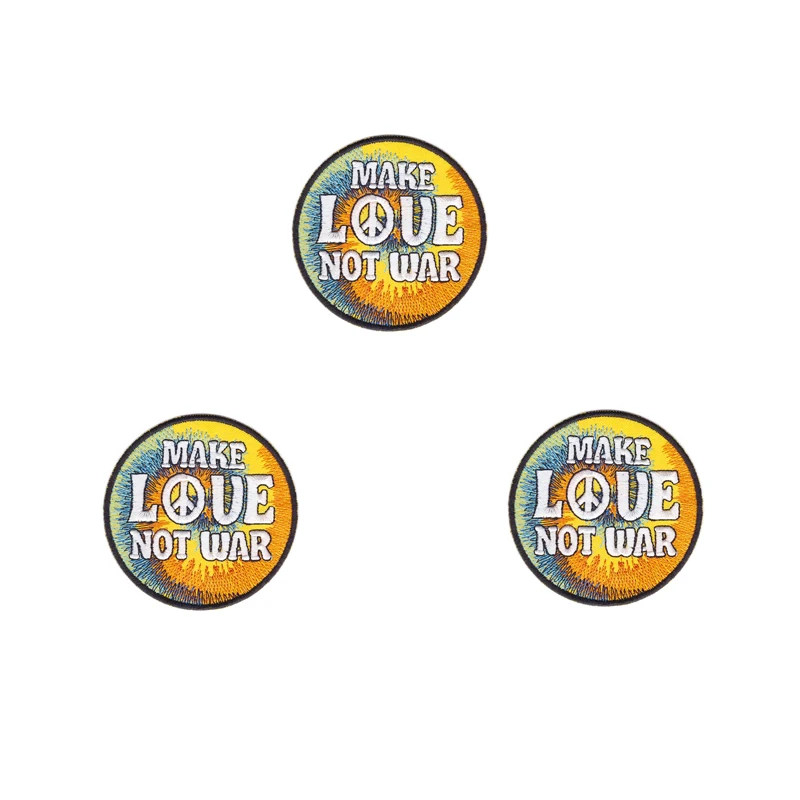 Классическая круглая английская любовь не война мир ВЫШИТАЯ Хиппи термоклейкая