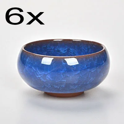 Halo blue Горячая Распродажа, 6 шт., набор чайных чашек кунг-фу, хрустящая глазурь для путешествий, китайские фарфоровые чайные чашки, наборы керамической керамики, 30 мл, рождественский подарок, высокое качество - Цвет: Halo blue