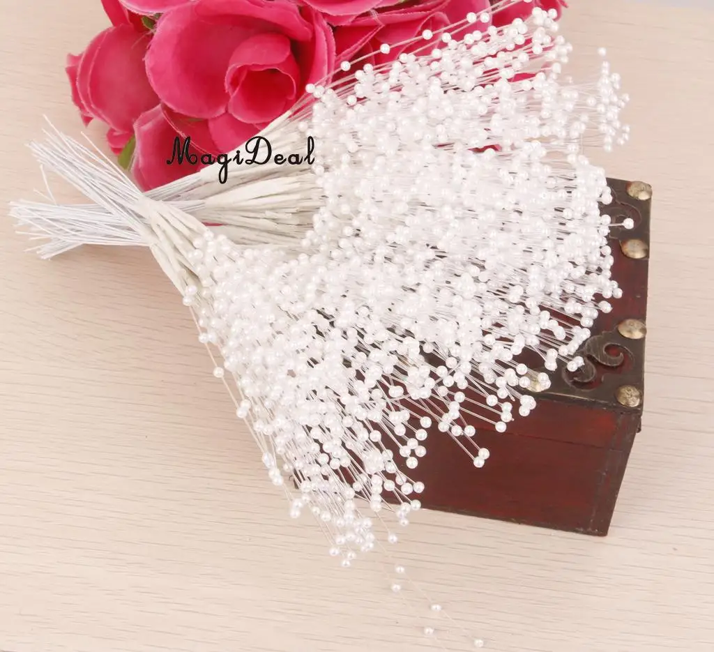 

MagiDeal 100 Stems Handmade Pearl Bead Spray Wedding Bouquet Cakes Crafts