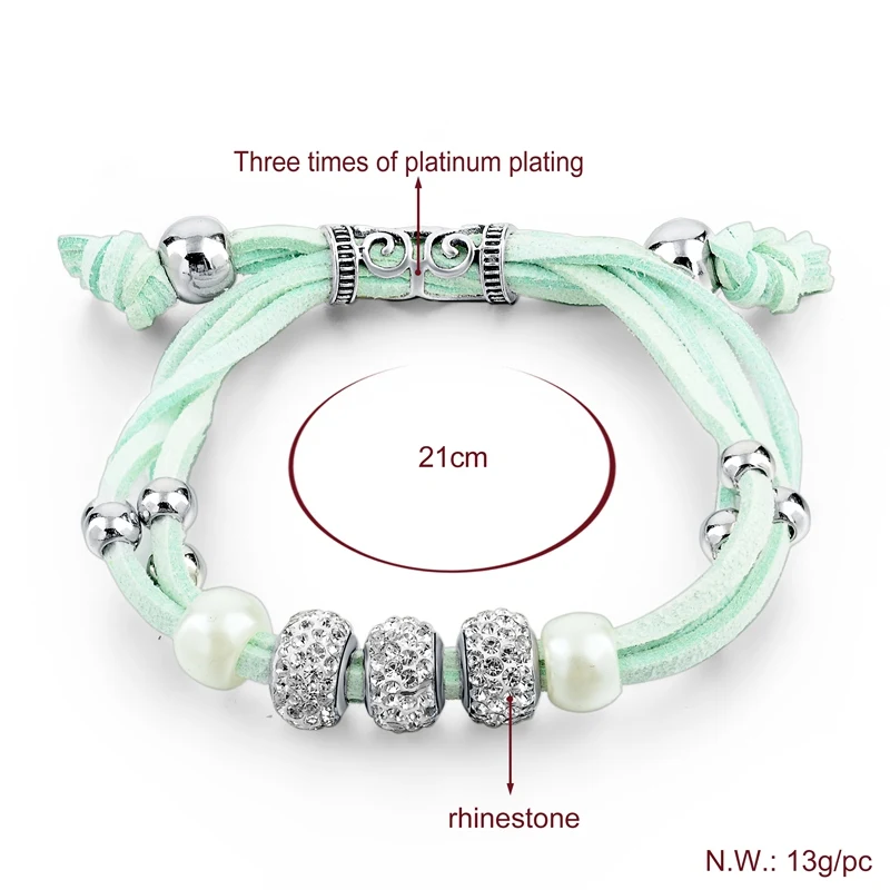 Женские браслеты цепочки Szelam зеленые шармы из муранского бисера с эластичным