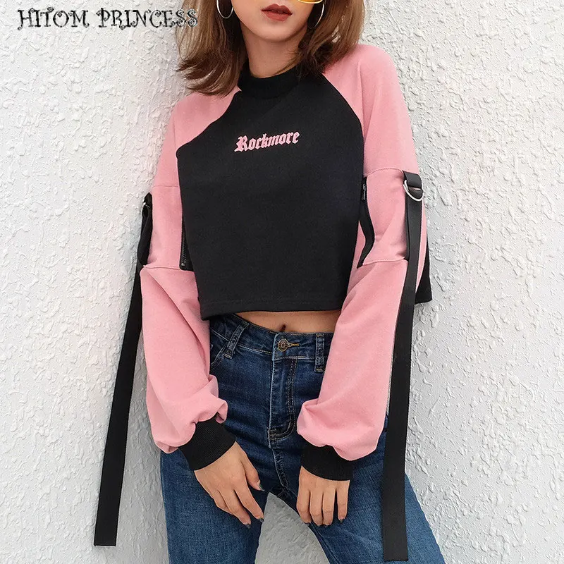 HITOM принцесса повседневные толстовки женские с длинным рукавом буквенным