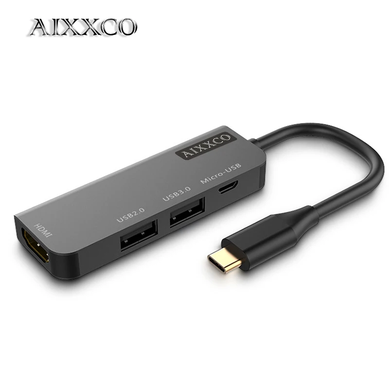 AIXXCO USB C концентратор USB-C-3,0 концентратор HDMI Thunderbolt 3 адаптер для MacBook samsung Galaxy S9 huawei P20 mate 20 Pro type C usb-хаб