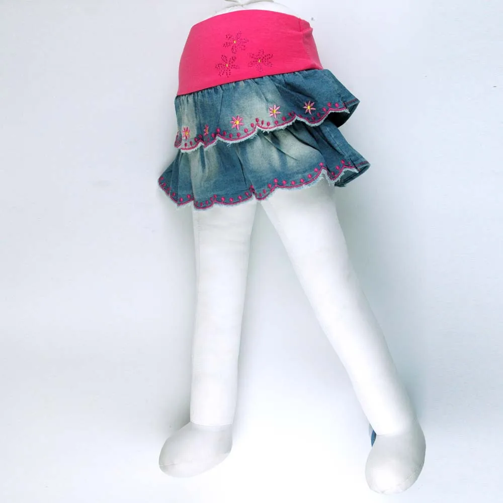 Джинсовая юбка для девочек подростков милая плиссированная мини с цветочной