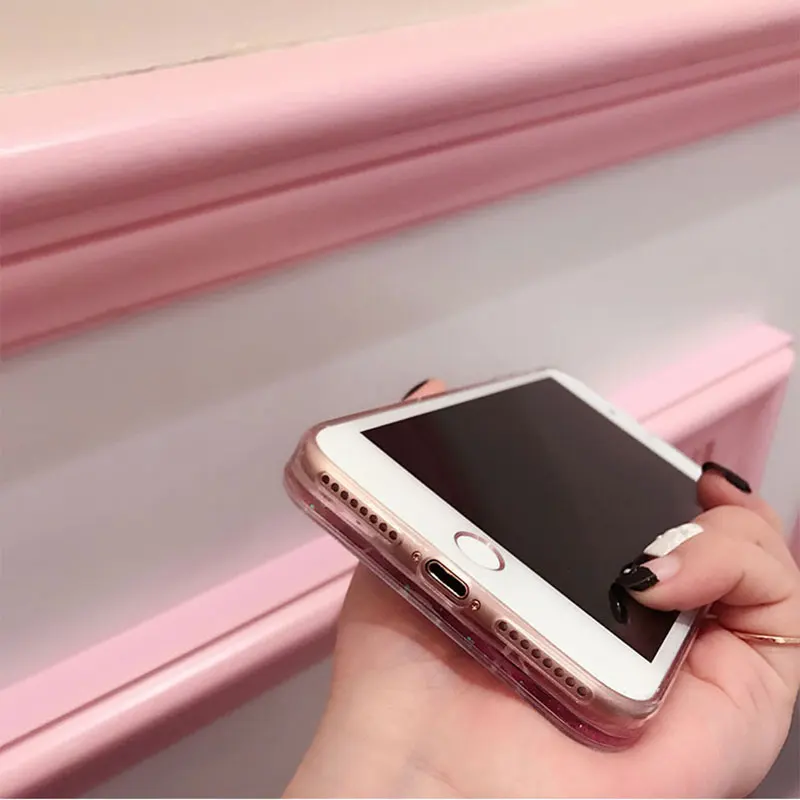 Capinha для iPhone 6S 6 s 7 8 Plus чехол зыбучие пески Чехол Apple Чехлы блестящие Фламинго