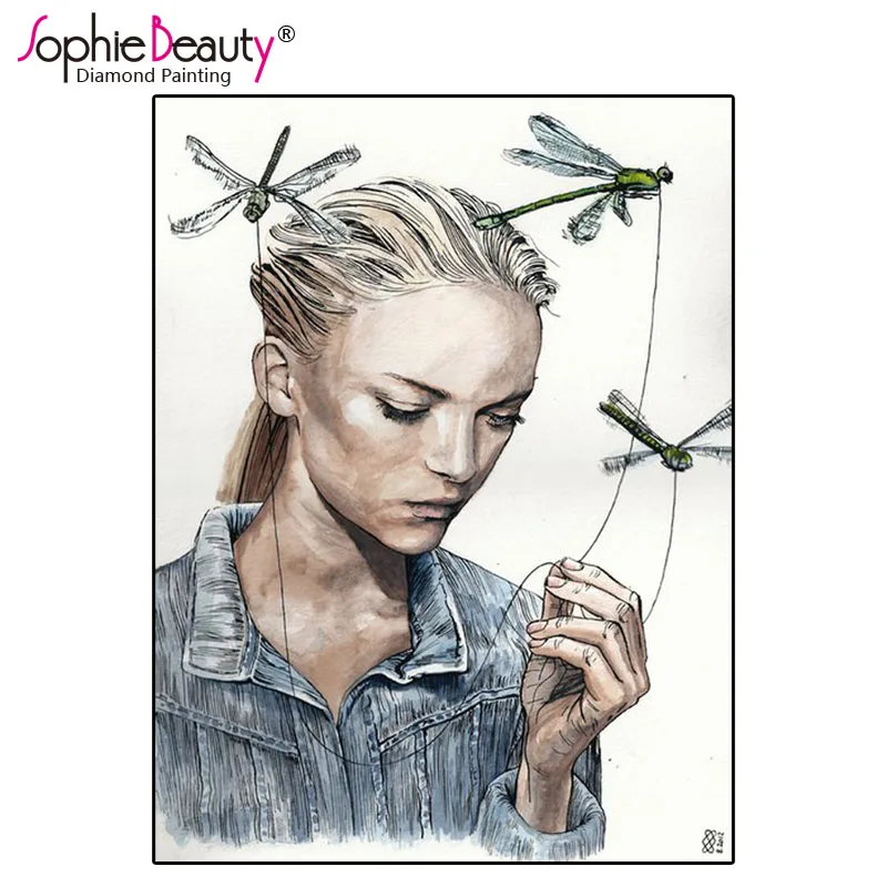 Sophie Beauty вышивка крестиком полностью Сделай Сам Алмазная картина Стрекоза